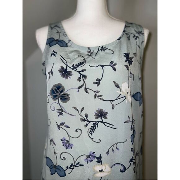 VTG Women’s Maxi Floral Tank Dress Blue Medium - Picture 2 of 10